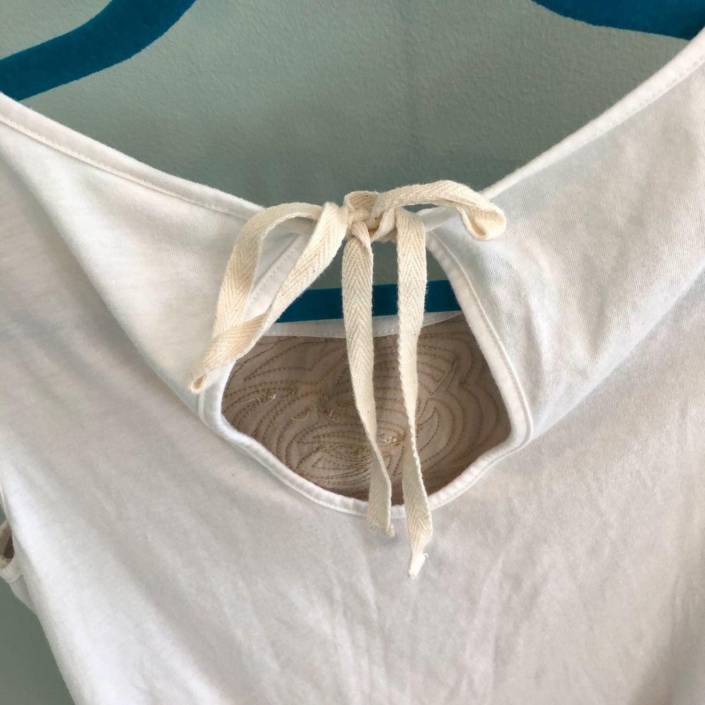 Anthropologie C Keer Textured Floral Cream Tank View 6